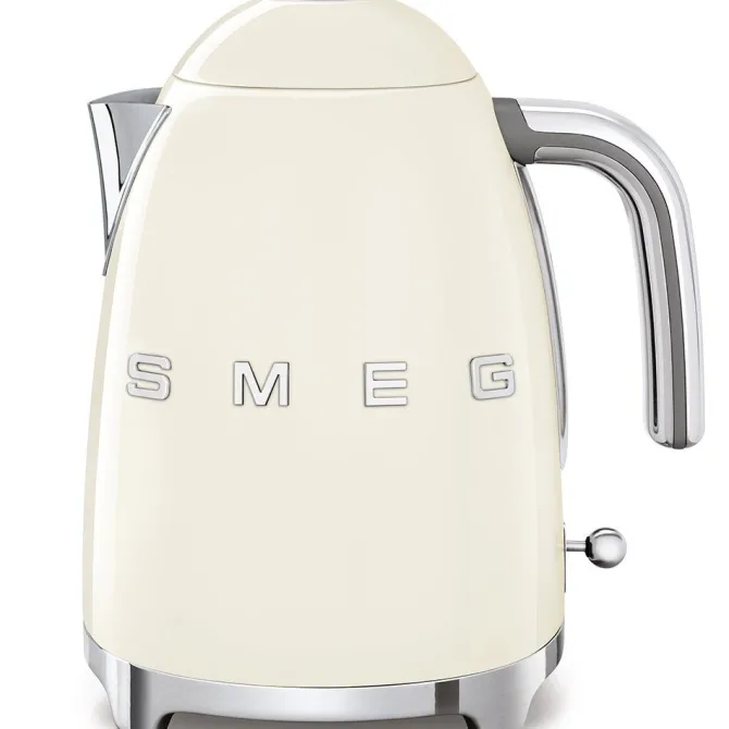 SMEG - KLF03CREU Bollitore Standard 50's Style, 2400 Watt, 1,7 Litri, Autospegnimento a 100°C, Corpo in Acciaio, Filtro anticalcare - Crema