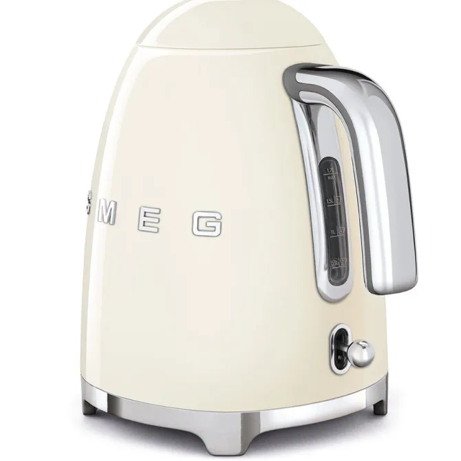 SMEG - KLF03CREU Bollitore Standard 50's Style, 2400 Watt, 1,7 Litri, Autospegnimento a 100°C, Corpo in Acciaio, Filtro anticalcare - Crema