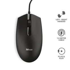 TRUST - BASI WIRED MOUSE Curvo ergonomico - Black