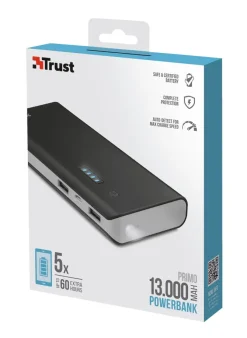 Trust 8713439216899 Caricabatterie Portatile 13000 mAh con 2 Porte USB