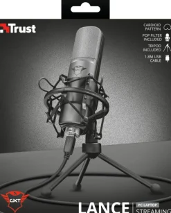 Trust Gaming GXT 242 Lance Microfono Streaming, Nero