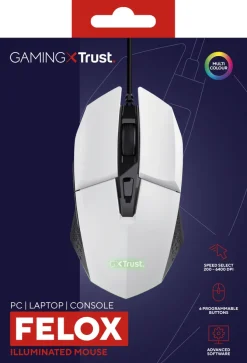 TRUST - GXT109W FELOX GAMING MOUSE - White/Black