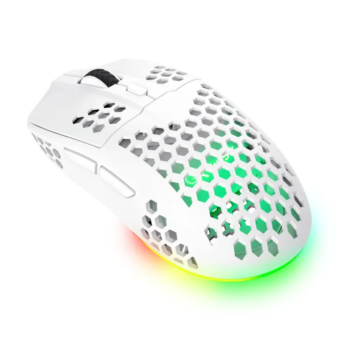 TRUST - GXT929W HELOX WIRELESS LIGHTWEIGHT Gaming Mouse RGB, illuminazione LED multicolore, autonomia 80h, ricarica micro-USB - Bianco