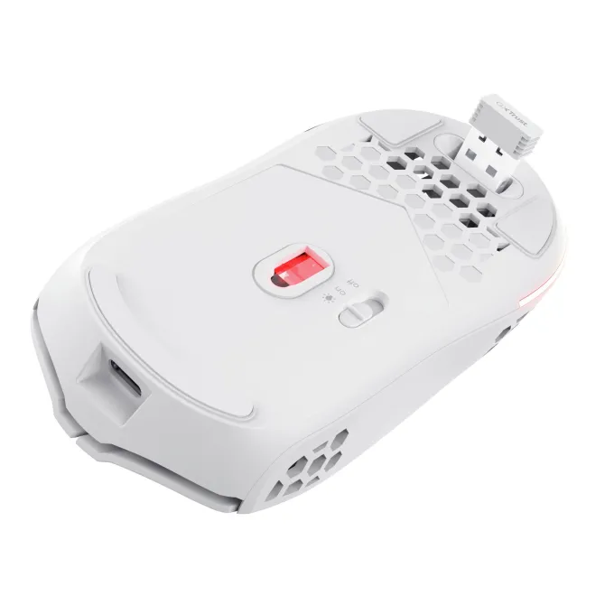 TRUST - GXT929W HELOX WIRELESS LIGHTWEIGHT Gaming Mouse RGB, illuminazione LED multicolore, autonomia 80h, ricarica micro-USB - Bianco