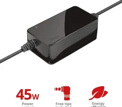 Trust Primo Caricabatterie Universale per Laptop da 45 W, Nero