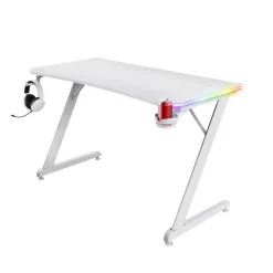 TRUST - Scrivania gaming illuminata a LED GXT709W, Luminus RGB, 120x60x76 cm, legno certificato FSC®
