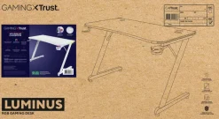 TRUST - Scrivania gaming illuminata a LED GXT709W, Luminus RGB, 120x60x76 cm, legno certificato FSC®