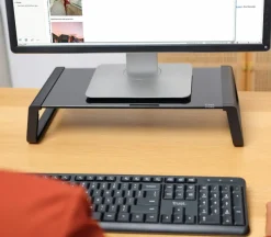 TRUST - Supporto per monitor MONTA GLASS MONITOR STAND, piastra superiore in vetro temperato, max 10 kg - Nero